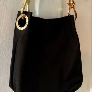 JPK Paris 75 Black Gold Nylon Shoulder Bucket Bag